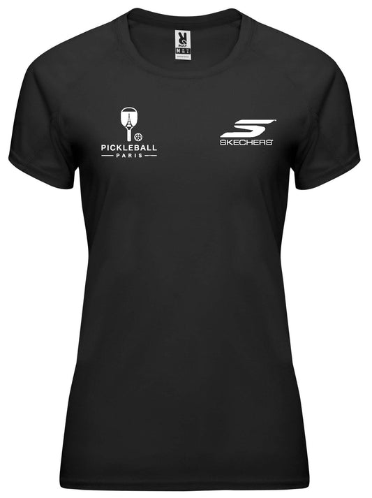 T-shirt femme noir Pickleball Paris x Sckechers