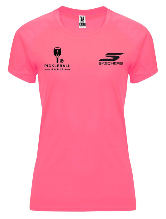T-shirt femme rose Pickleball Paris x Sckechers